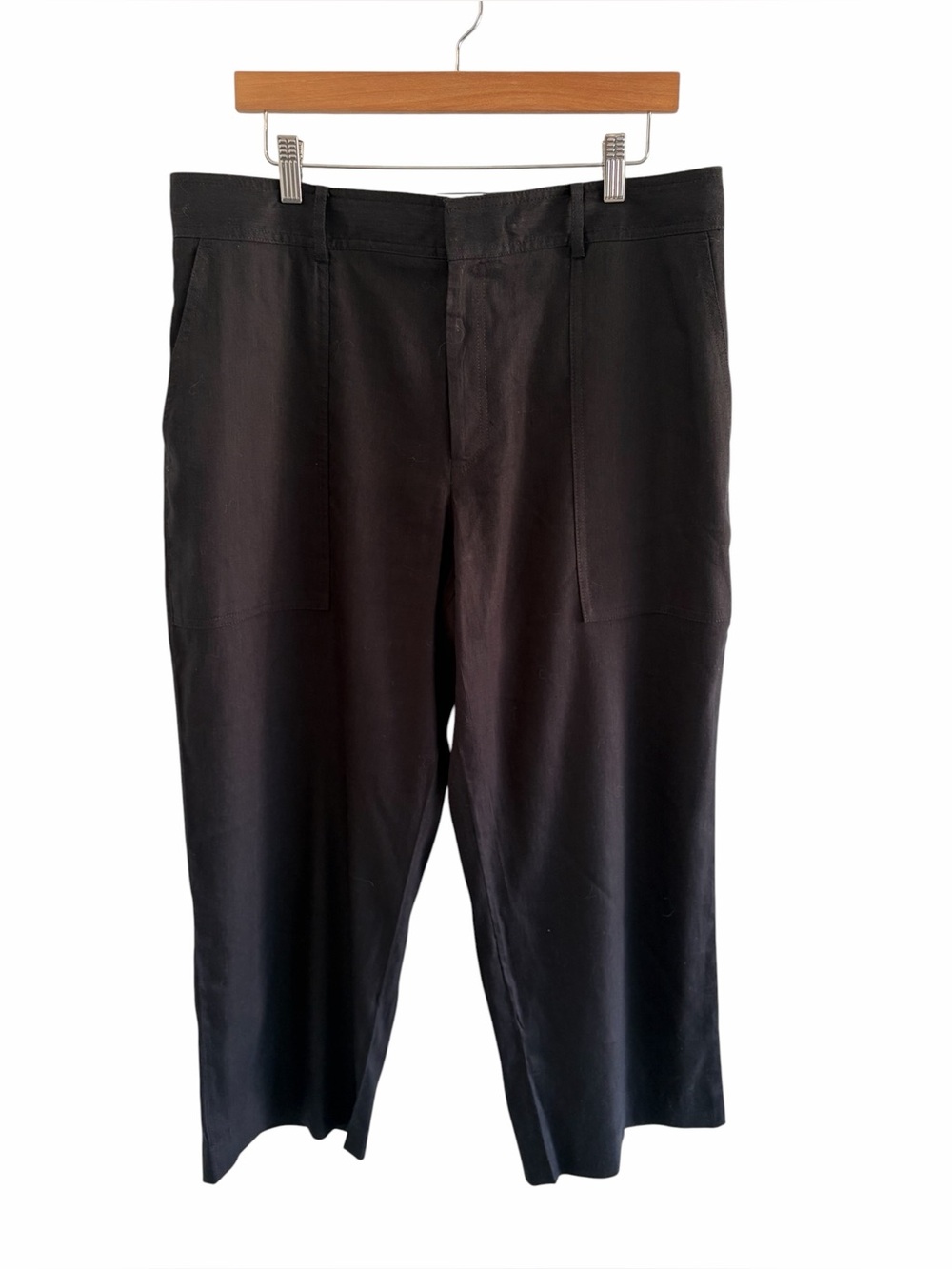 Club Monaco high waist wide leg black linen cropped pants